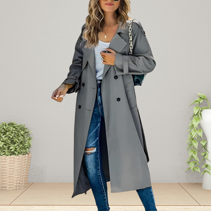Women's Long Double Breasted Trench Coat