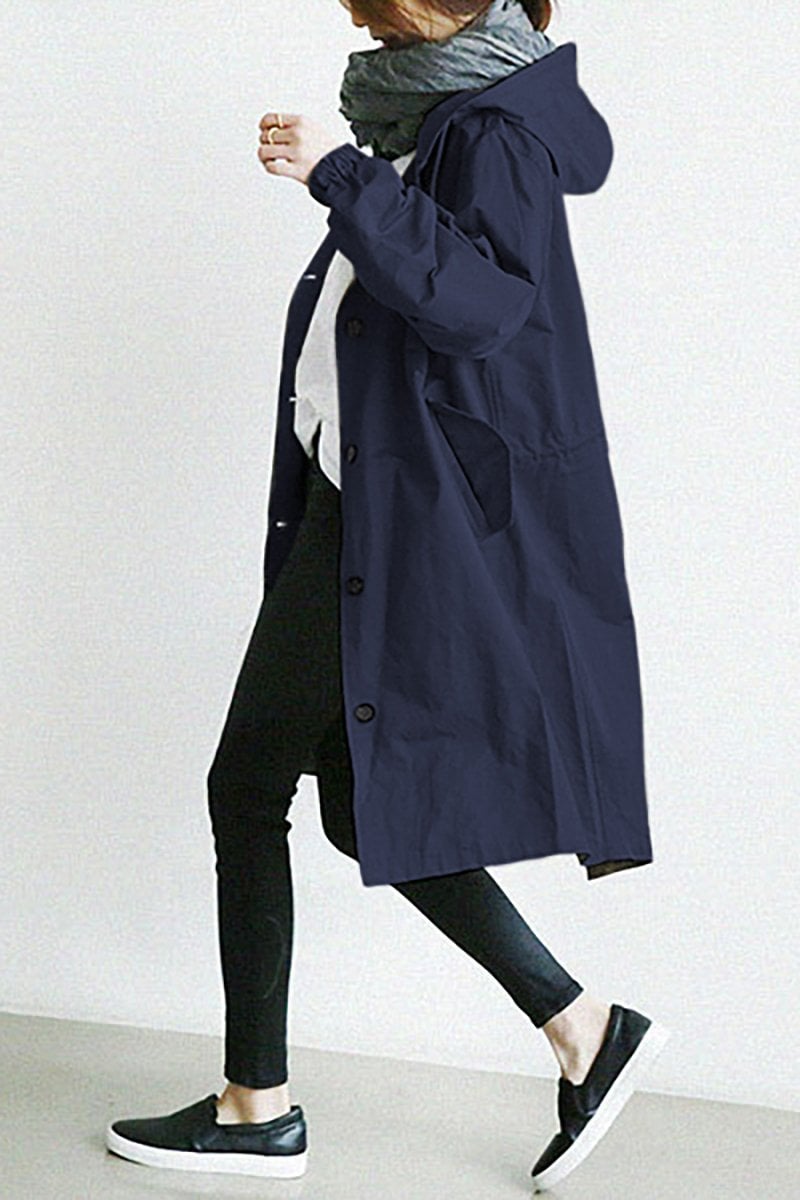 Women's Hooded Jacket with Button Front