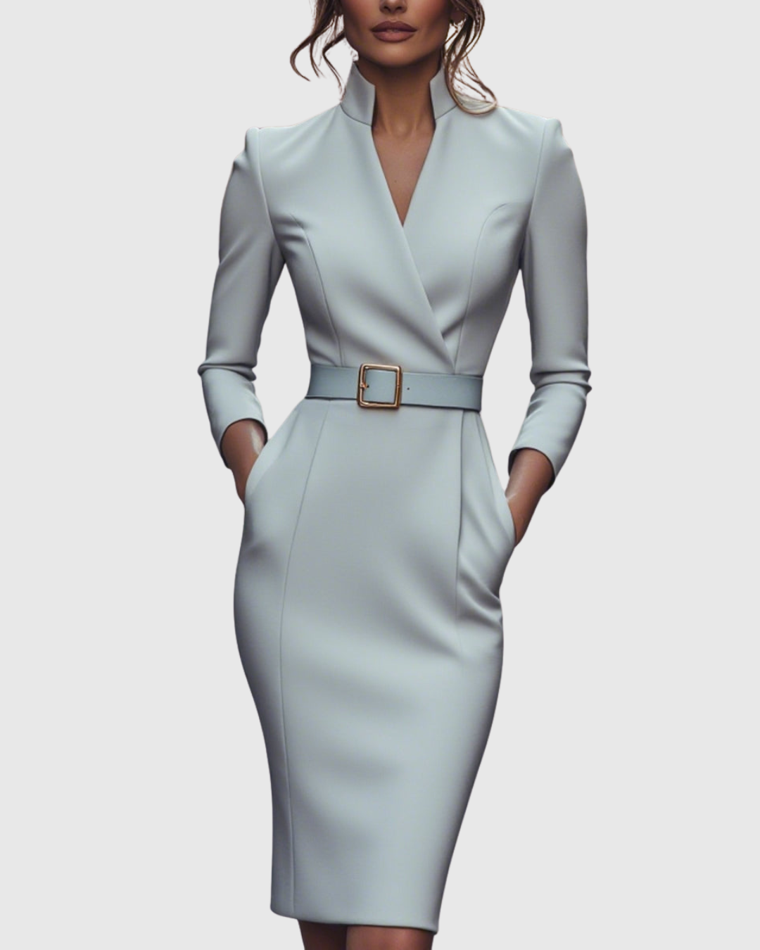 Joanna | Women's Midi Dress Fitted with a Belt