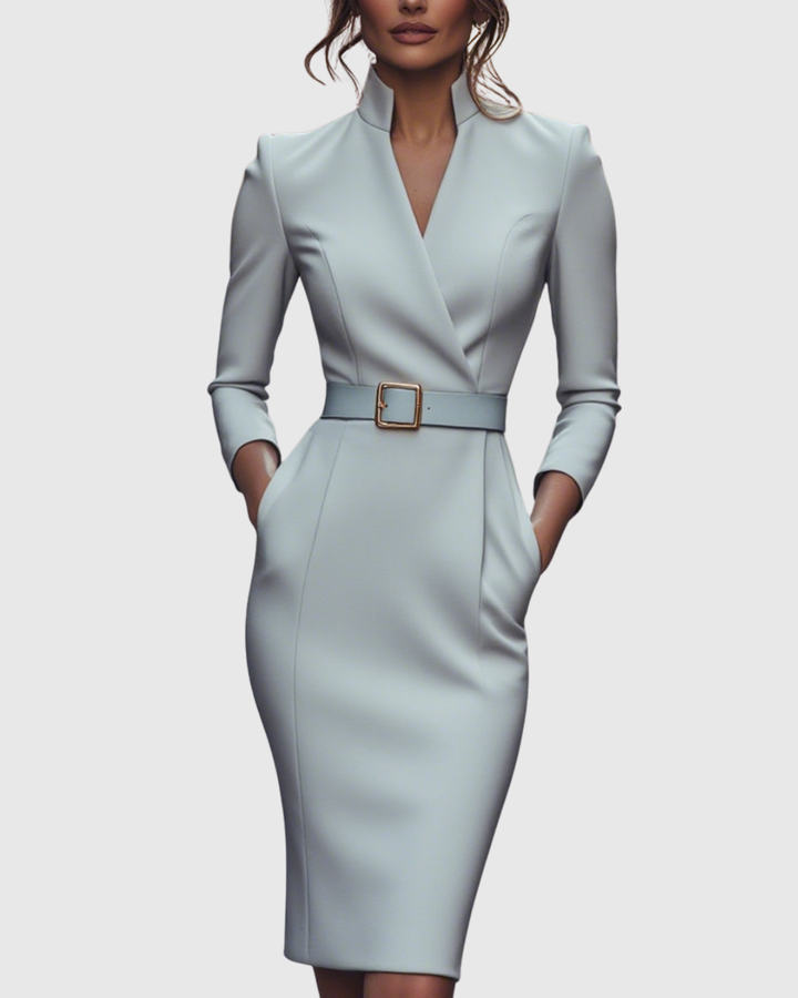 Joanna | Women's Midi Dress Fitted with a Belt