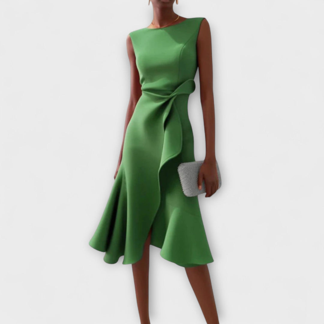 Irena | Asymmetrical Draped Midi Dress