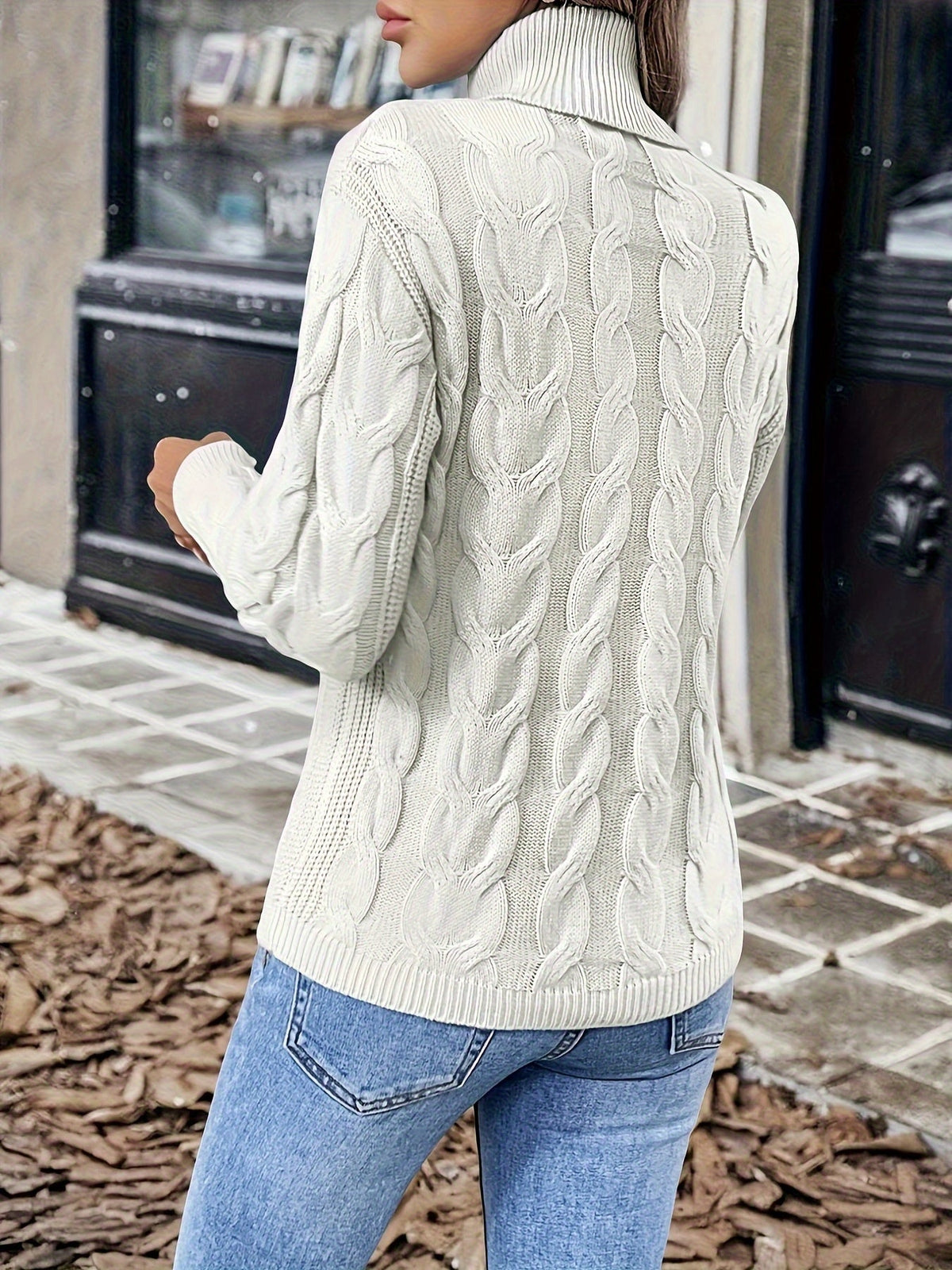 Women's Cable Knit Turtleneck Jumper