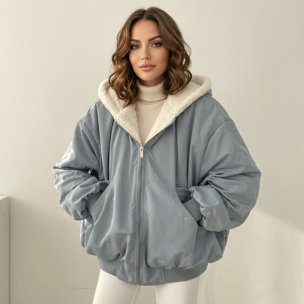 Women's Reversible Teddy Bomber Jacket