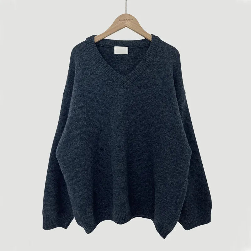Women's Ribbed V-Neck Jumper