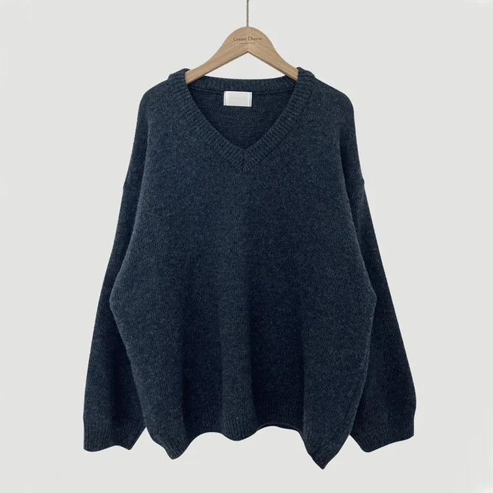 Women's Ribbed V-Neck Jumper