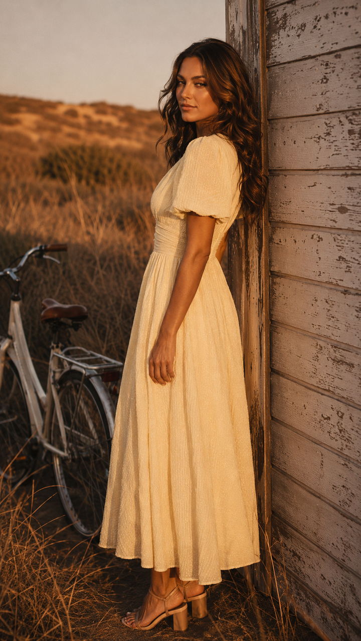 Women's Wedding Guest V-Neck Midi Dress