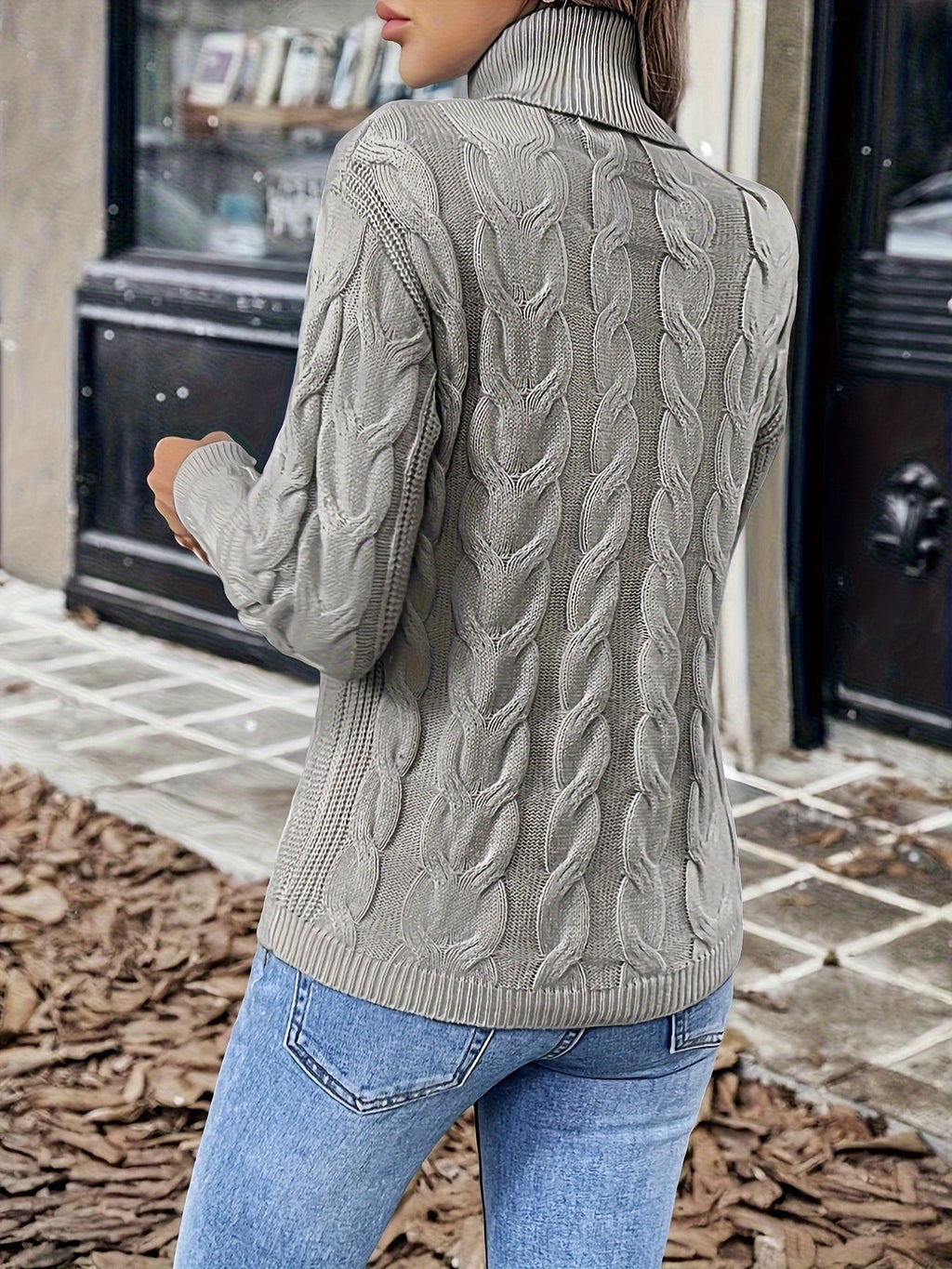 Women's Cable Knit Turtleneck Jumper