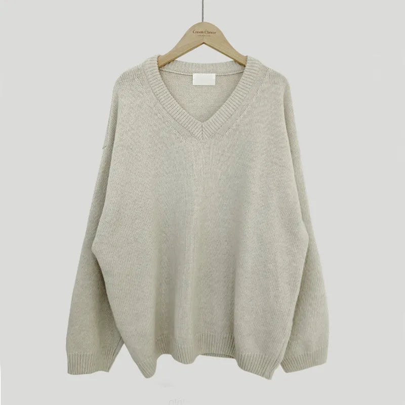 Women's Ribbed V-Neck Jumper