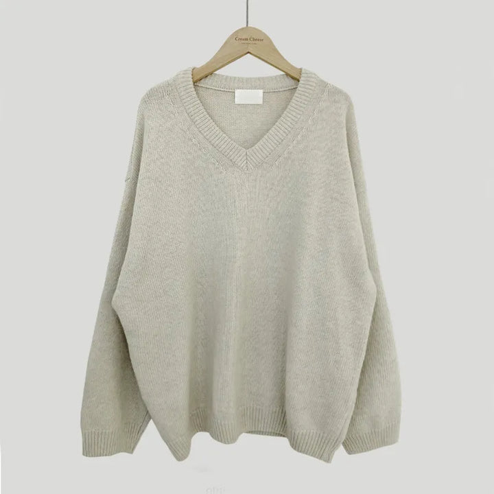 Women's Ribbed V-Neck Jumper