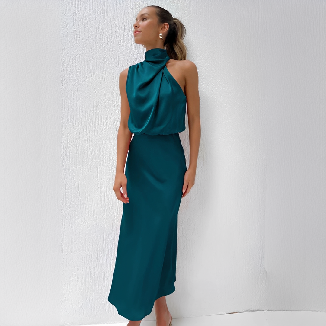 Monika | Women's Midi Satin Evening Dress