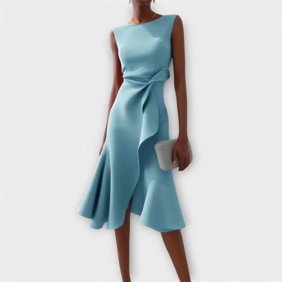 Irena | Asymmetrical Draped Midi Dress