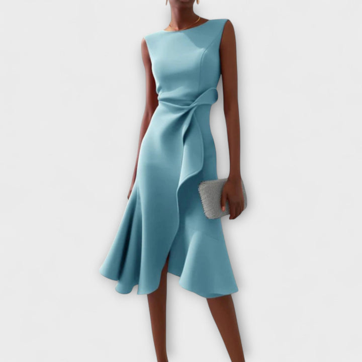 Irena | Asymmetrical Draped Midi Dress