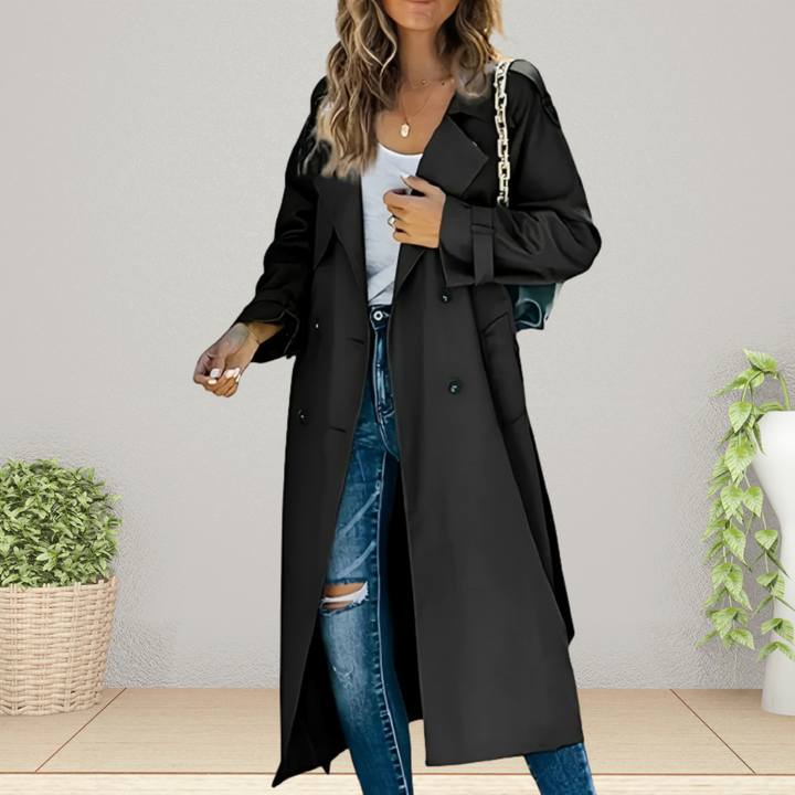 Women's Long Double Breasted Trench Coat
