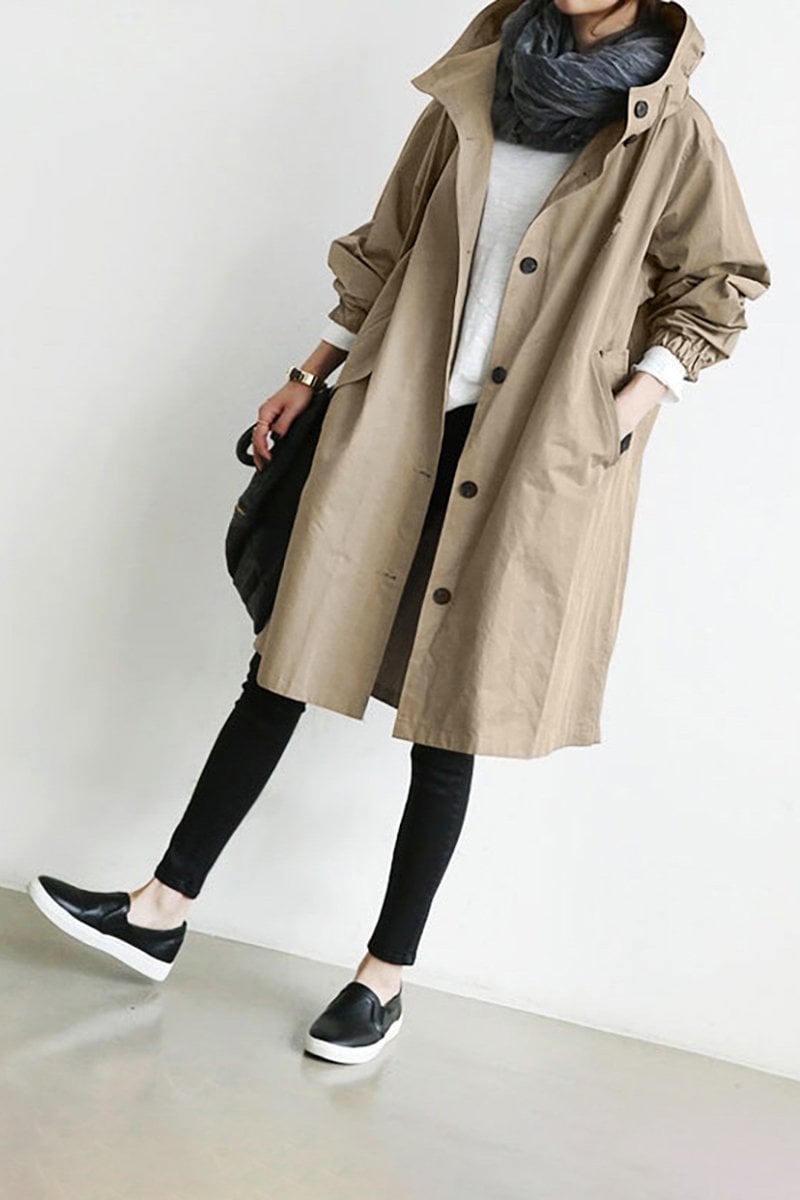 Women's Hooded Jacket with Button Front