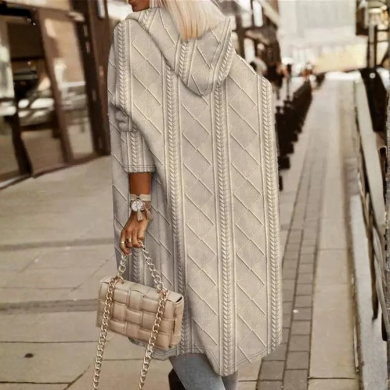Women's Cable Knit Hooded Cardigan