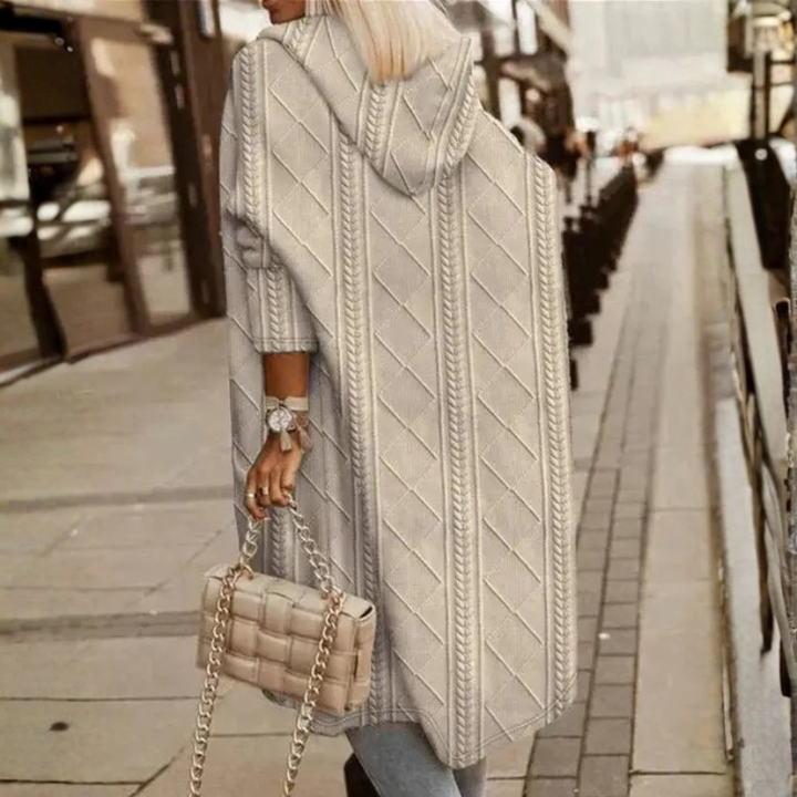 Women's Cable Knit Hooded Cardigan