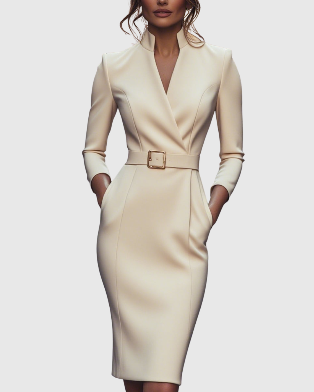 Joanna | Women's Midi Dress Fitted with a Belt