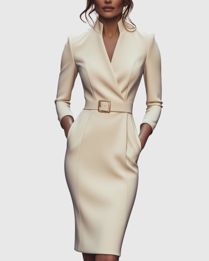 Joanna | Women's Midi Dress Fitted with a Belt