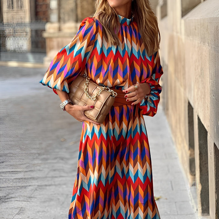 Agnieszka | Women's Midi Dress with Print Belt