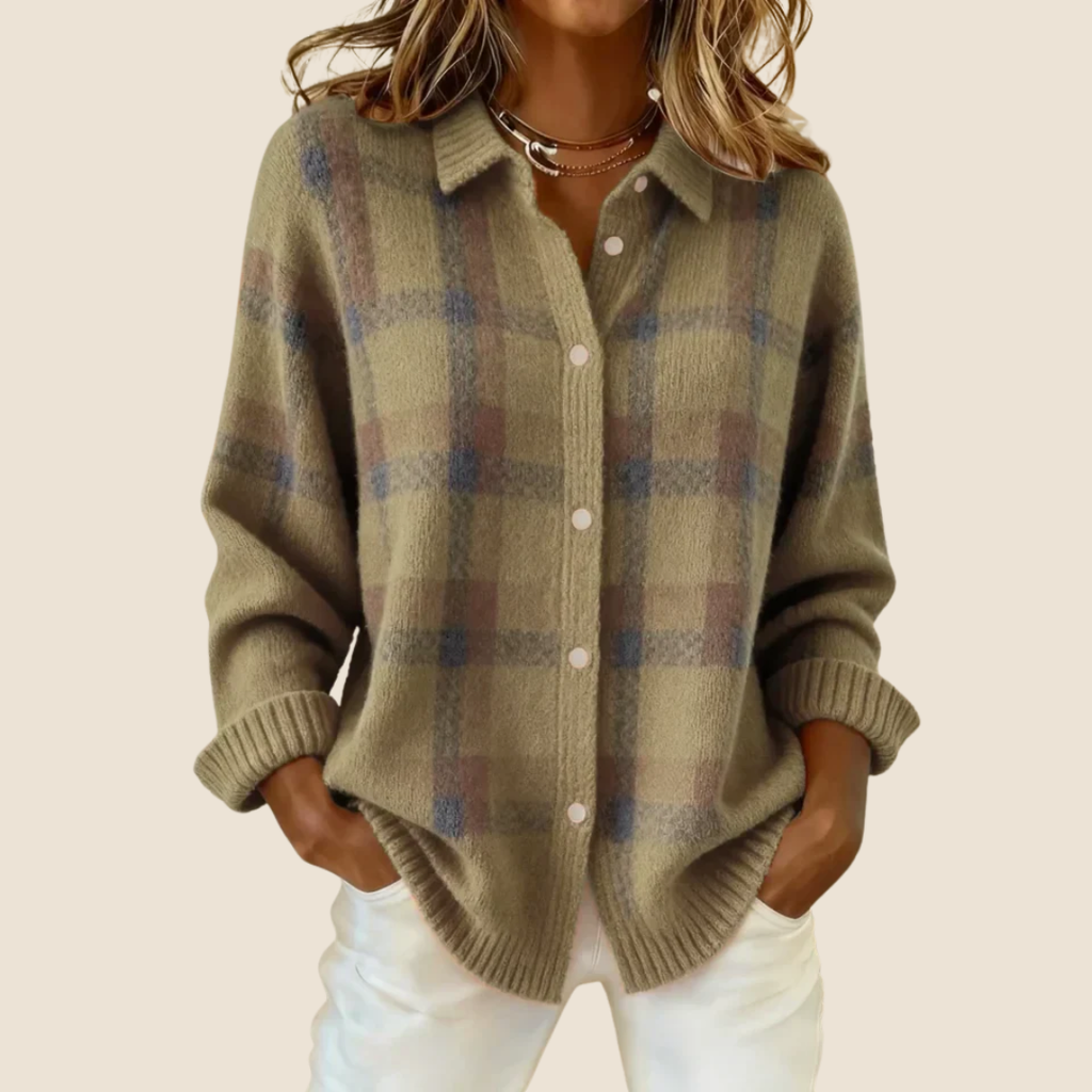 Women's Retro Check Cardigan