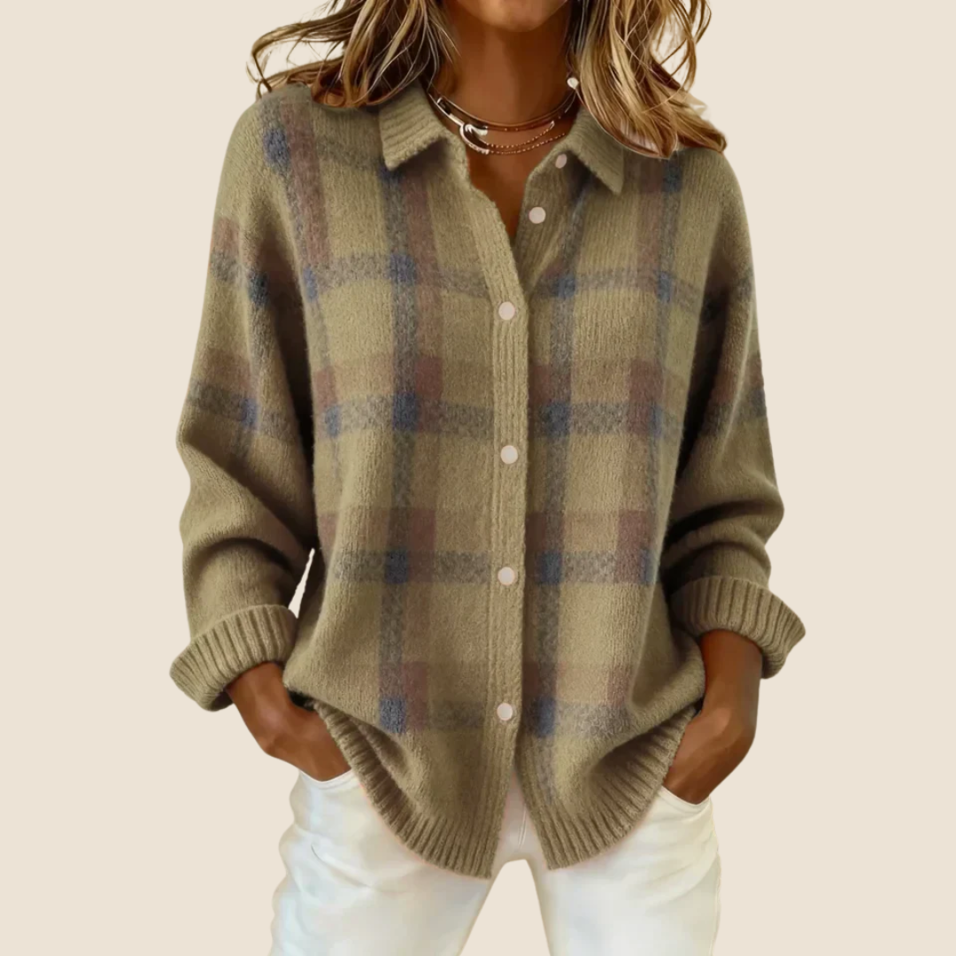 Women's Retro Check Cardigan