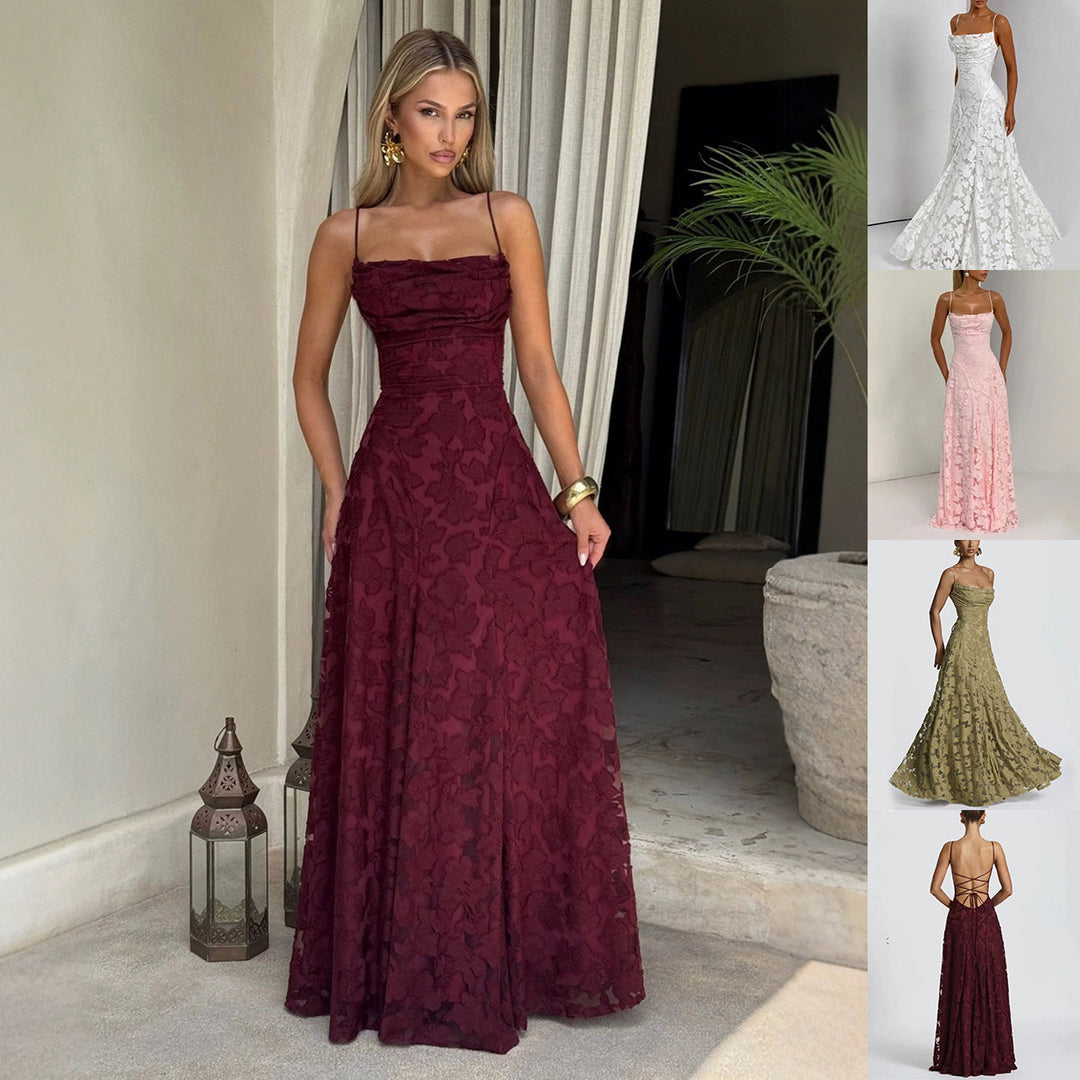 Women's Backless Lace-Up Party Dress