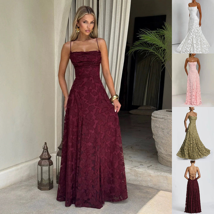 Women's Backless Lace-Up Party Dress