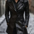 Women's A-Line Mid Length Coat with Notched Collar