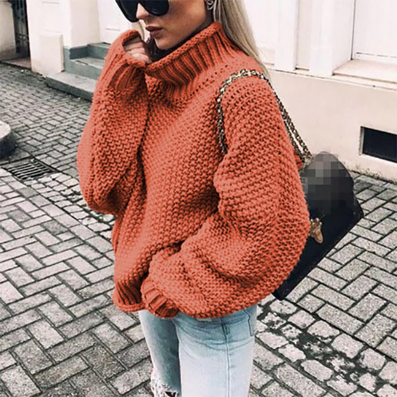 Maglione da donna in maglia grossa a collo alto