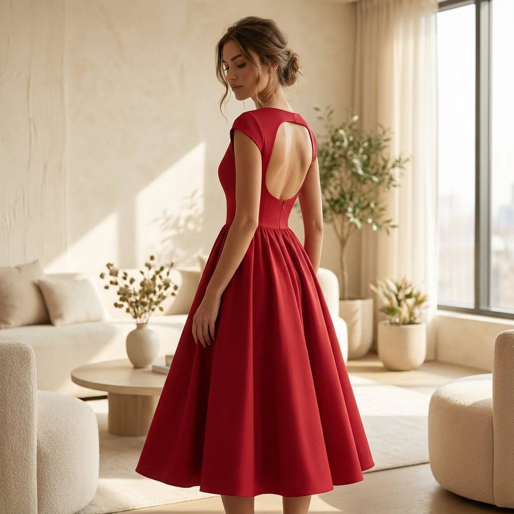 Women's Cap Sleeve Midi Dress