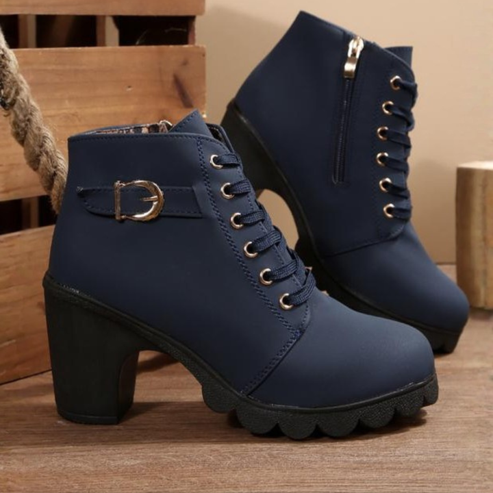 Women's Lace-Up Chunky Ankle Boots