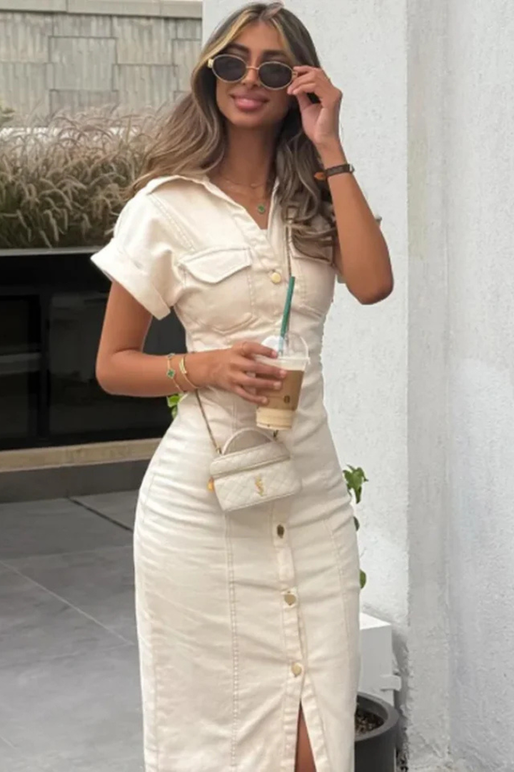 Renata | Fitted Midi Shirt Dress