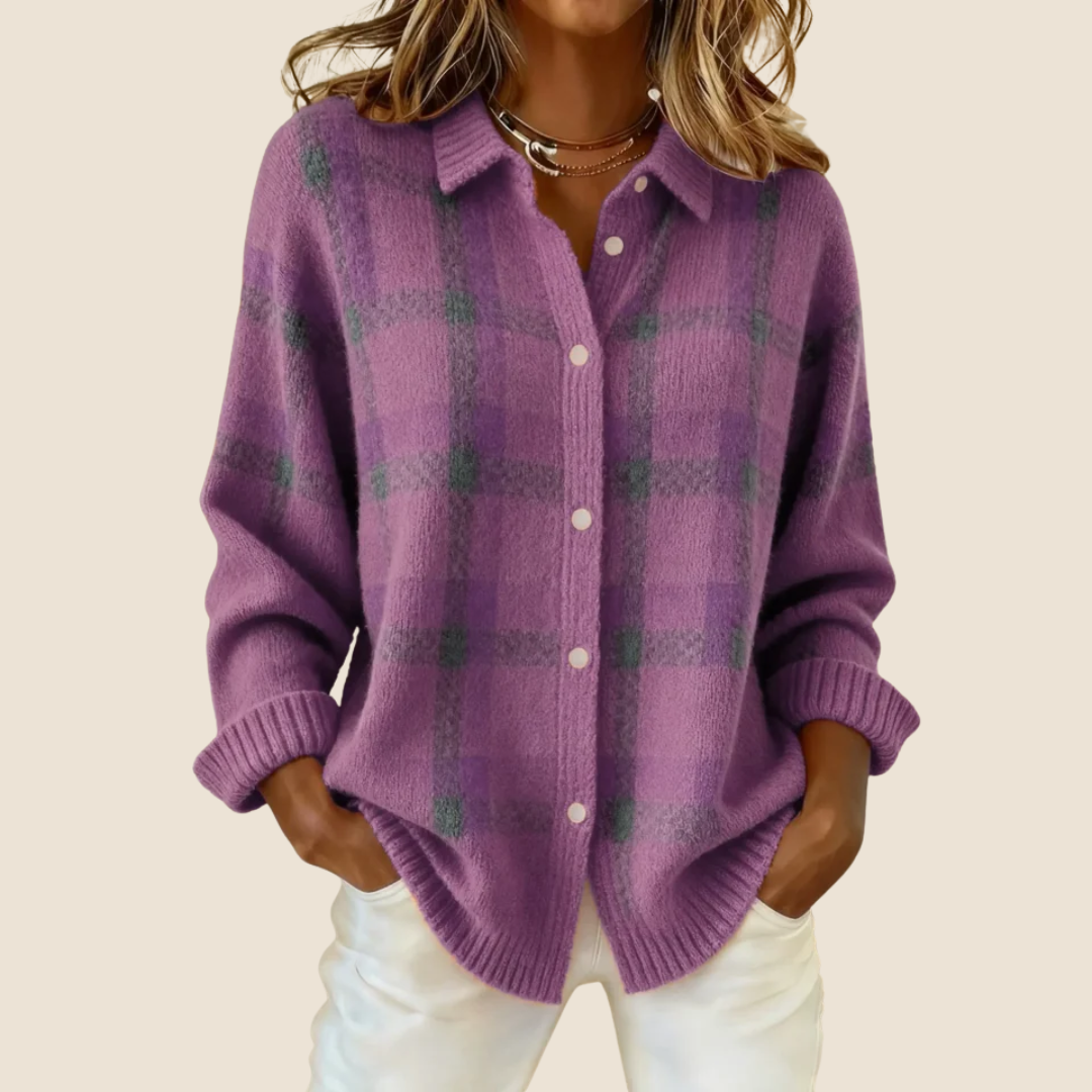 Women's Retro Check Cardigan