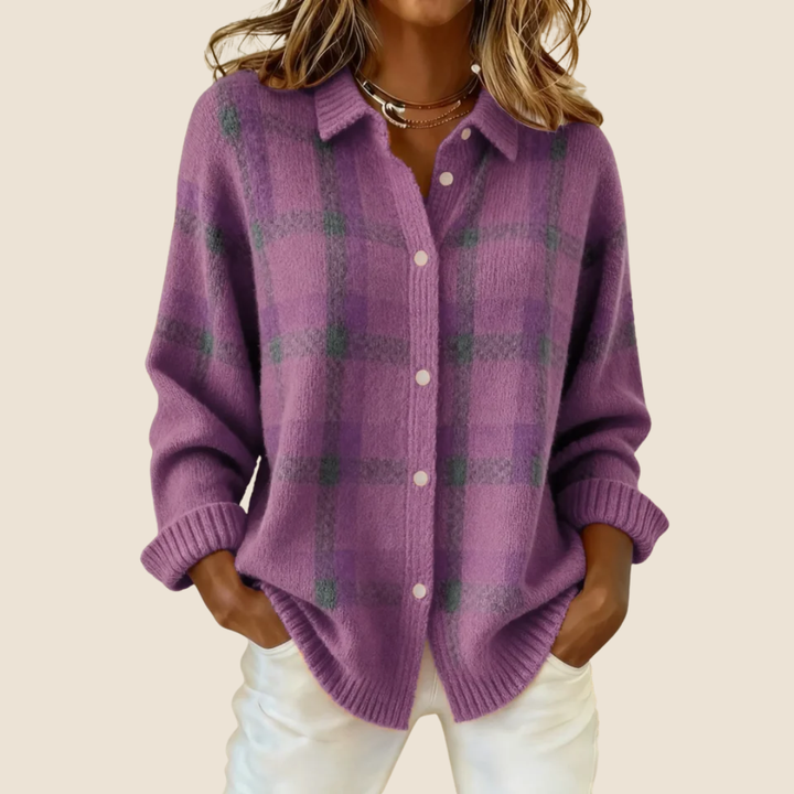 Women's Retro Check Cardigan