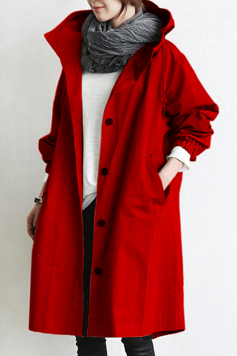 Women's Hooded Jacket with Button Front