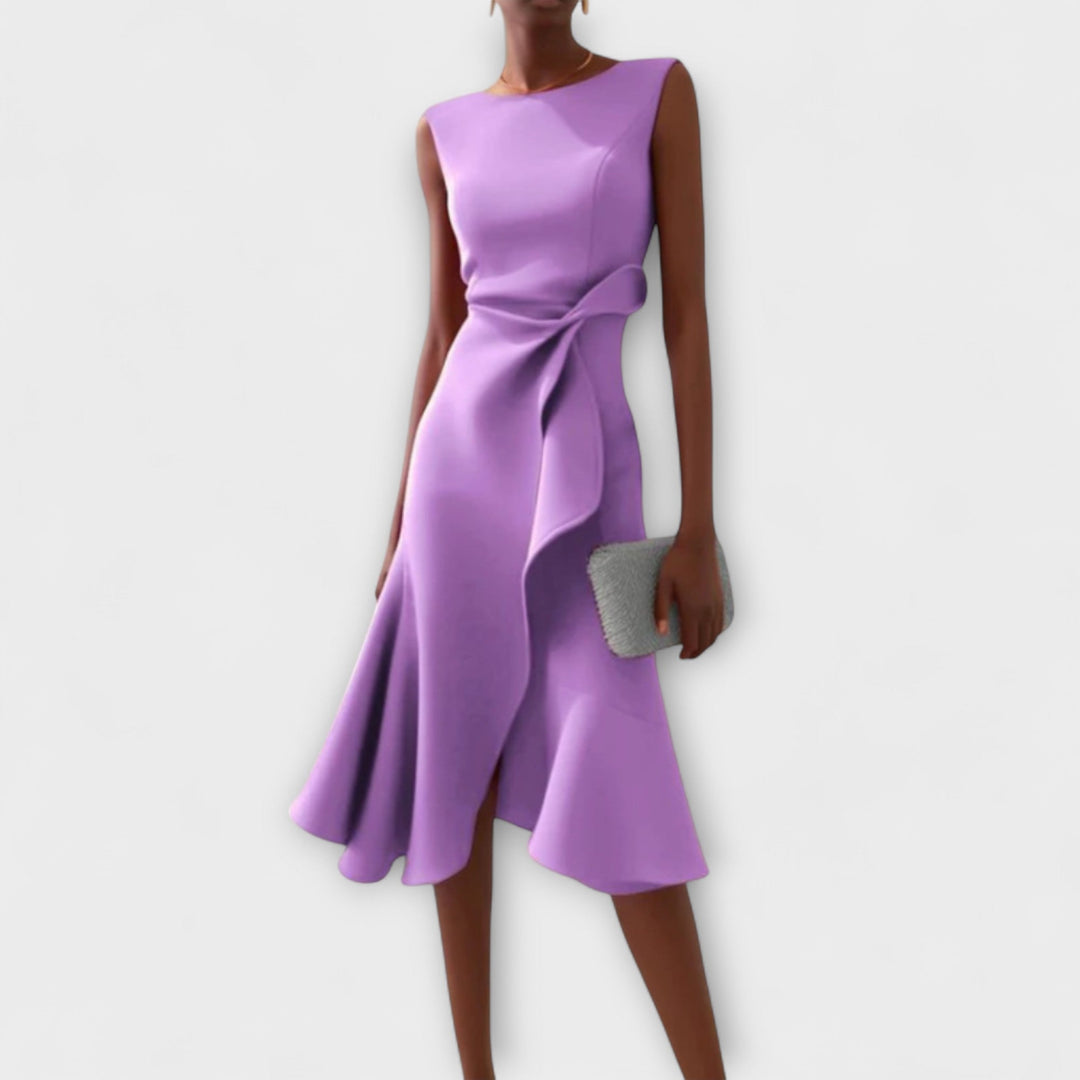 Irena | Asymmetrical Draped Midi Dress