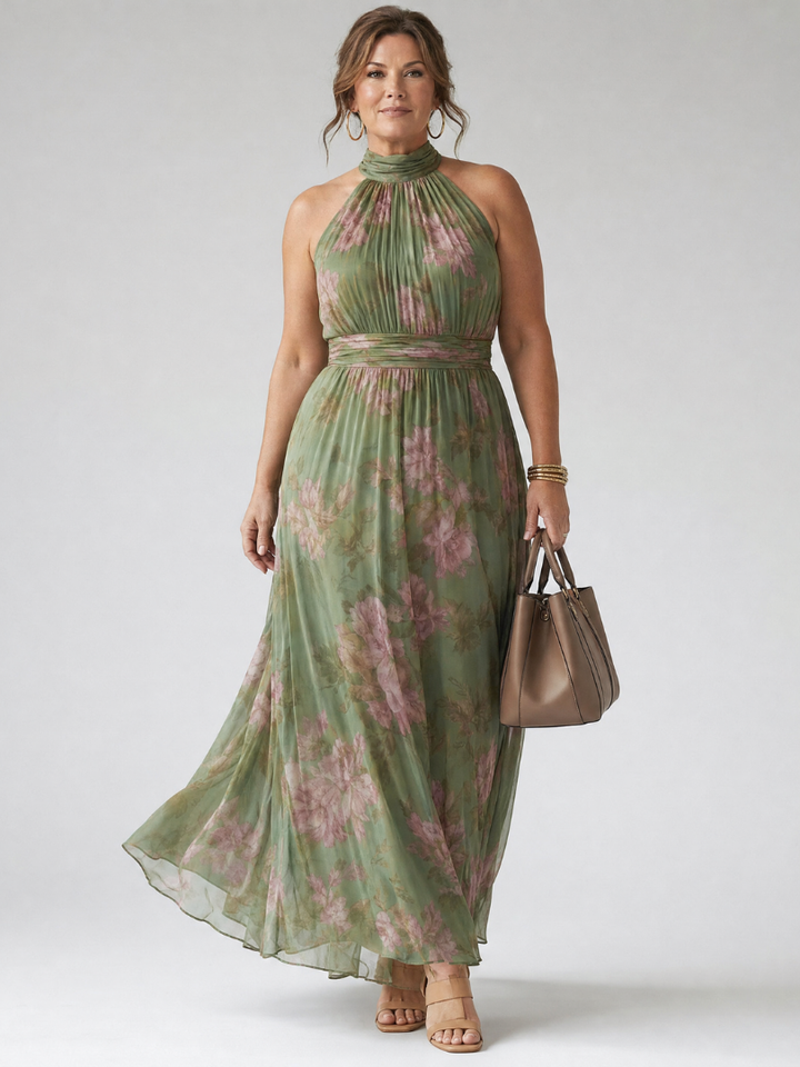 Women's Floral Halter Midi Dress