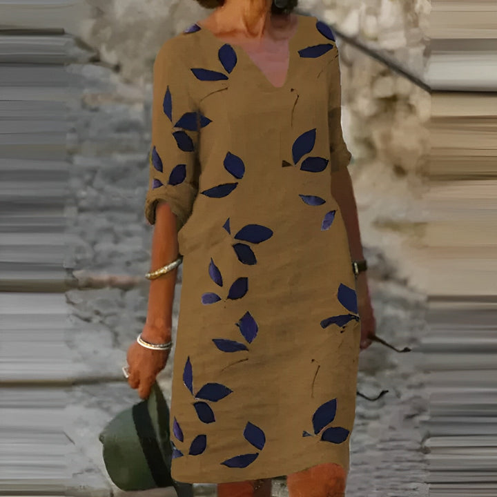 Women's Summer Dress with a Leaf Motif