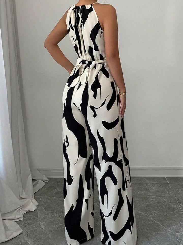 Women's Abstract Print Wide Leg Jumpsuit