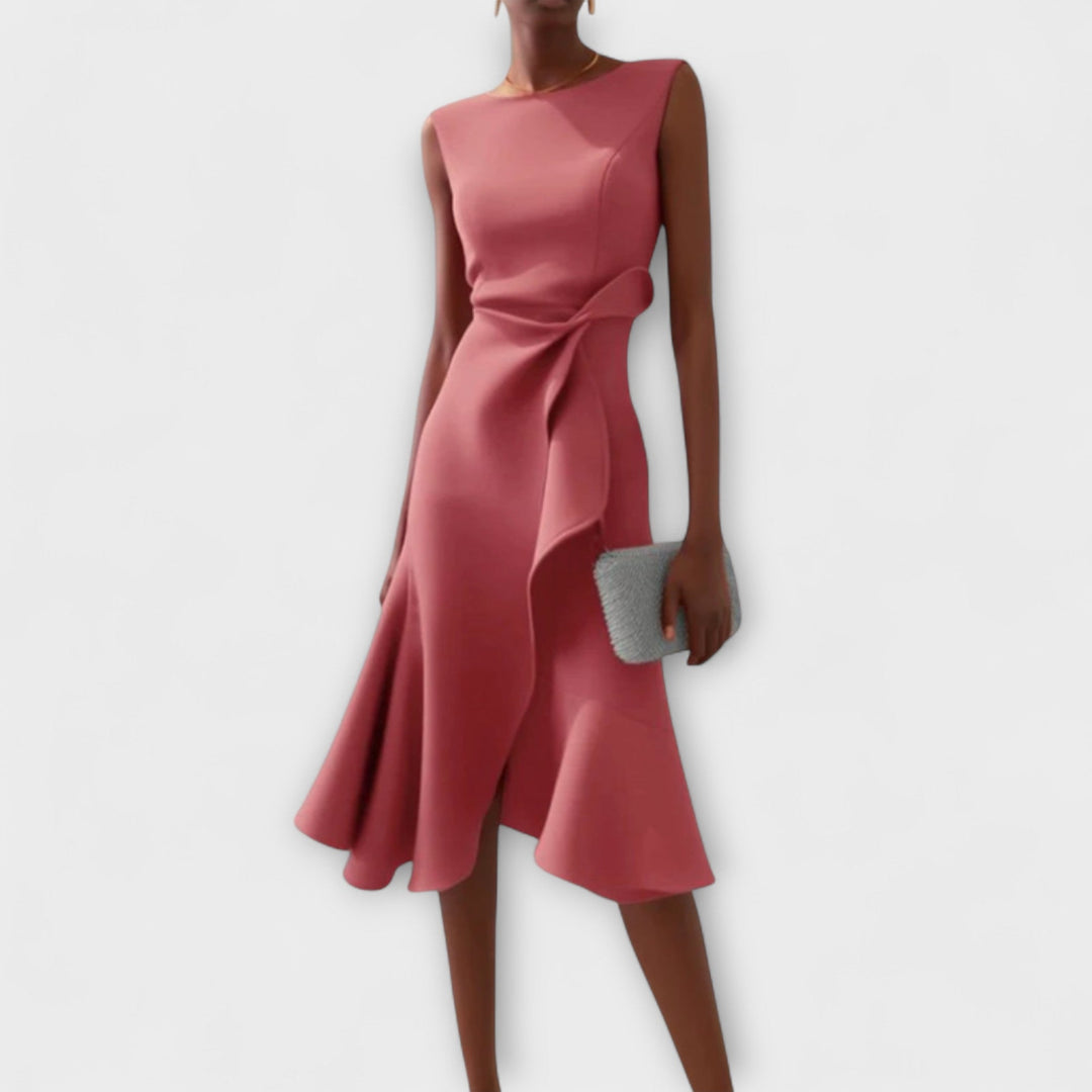 Irena | Asymmetrical Draped Midi Dress