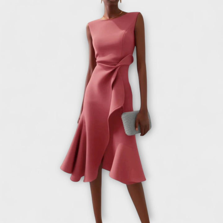 Irena | Asymmetrical Draped Midi Dress