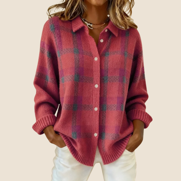 Women's Retro Check Cardigan