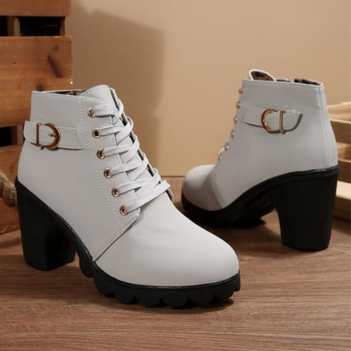 Women's Lace-Up Chunky Ankle Boots