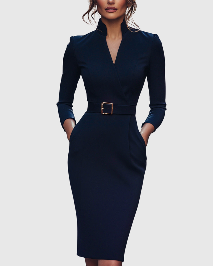 Joanna | Women's Midi Dress Fitted with a Belt