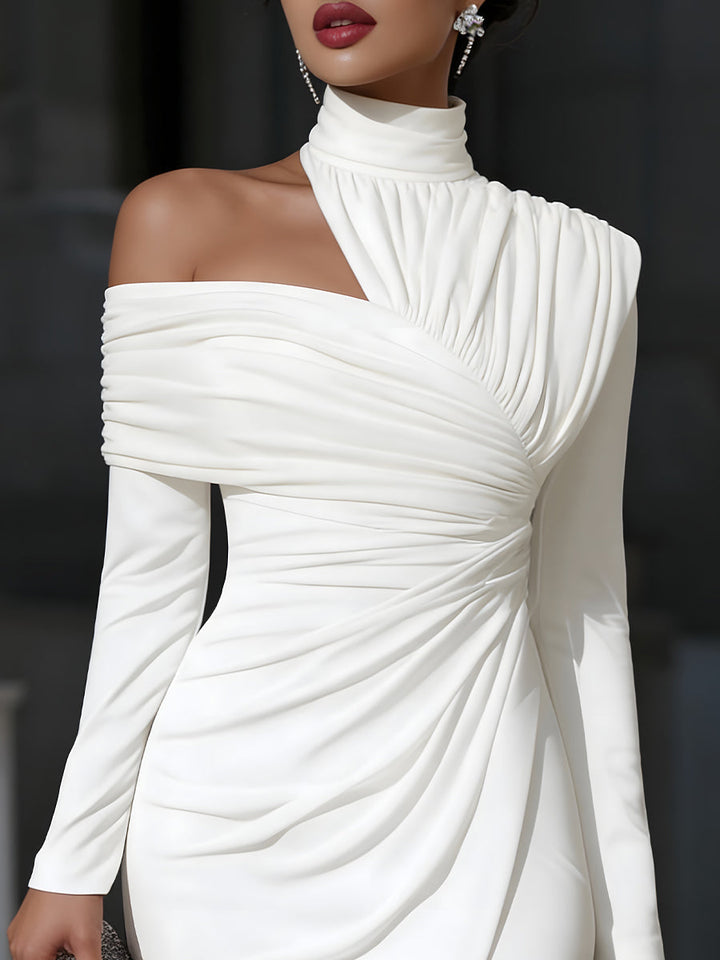 Women's One Shoulder Draped Maxi Dress