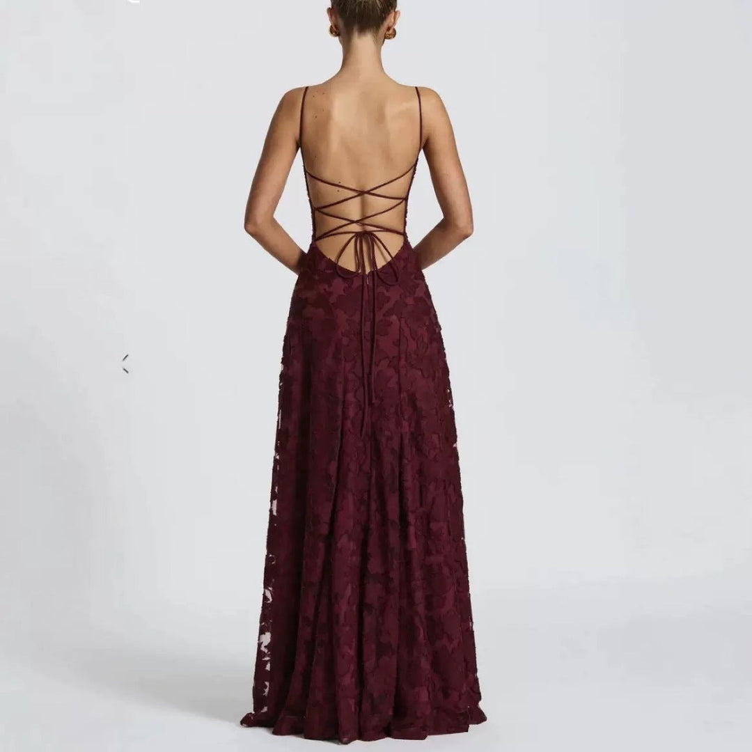 Women's Backless Lace-Up Party Dress