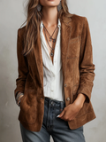 Women's Faux Suede Button Blazer