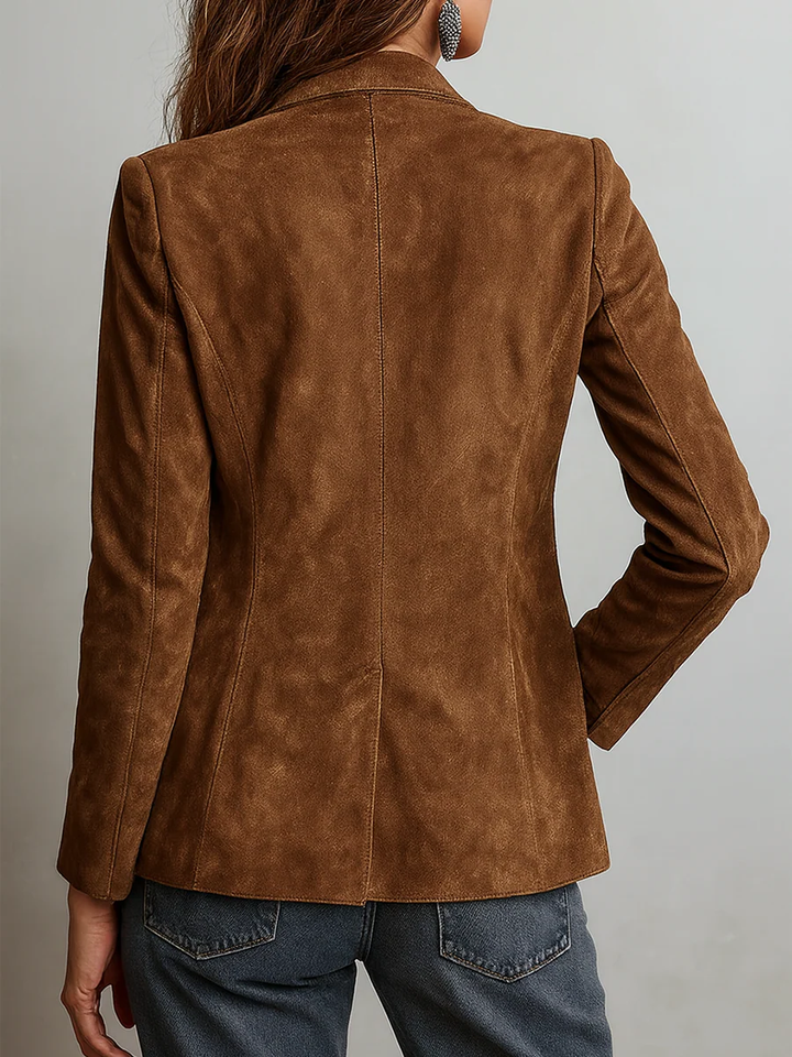 Women's Faux Suede Button Blazer