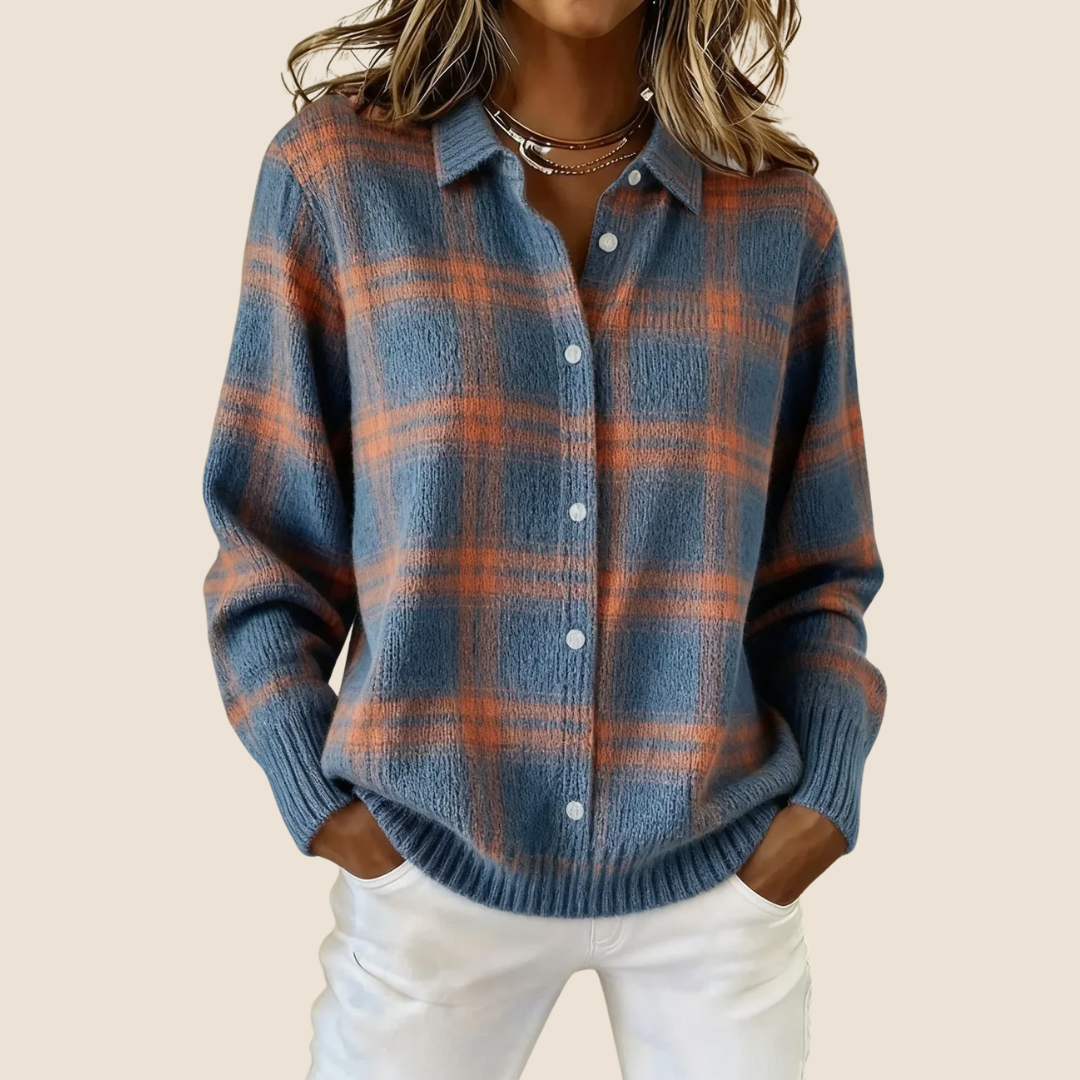 Women's Retro Check Cardigan