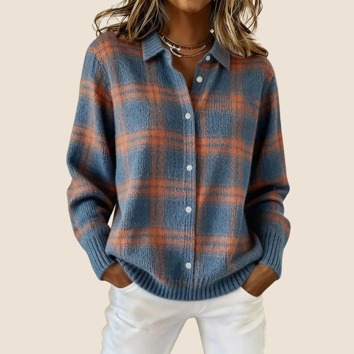 Women's Retro Check Cardigan